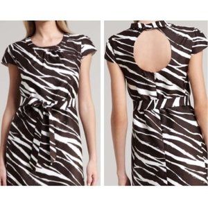 Kate Spade Dorothy Safari Zebra Print Dress Size 6 Pockets Brown and White